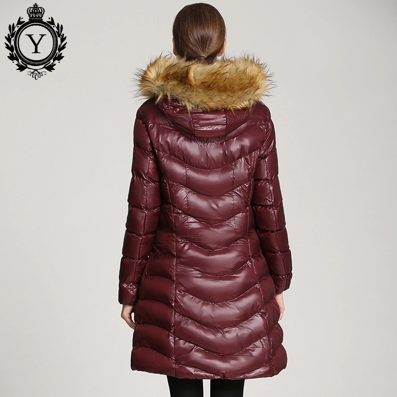 Free Sample Coat Women Jackets Fashion Long Shinny Down Parka