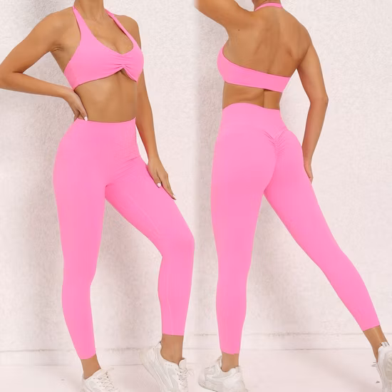 Nuevo listado Conjuntos de ropa deportiva atlética sexy de 7 piezas, ropa de yoga acanalada para mujeres, logotipo personalizado, ropa deportiva de ocio sin costuras para mujeres, ropa de gimnasio para entrenamiento